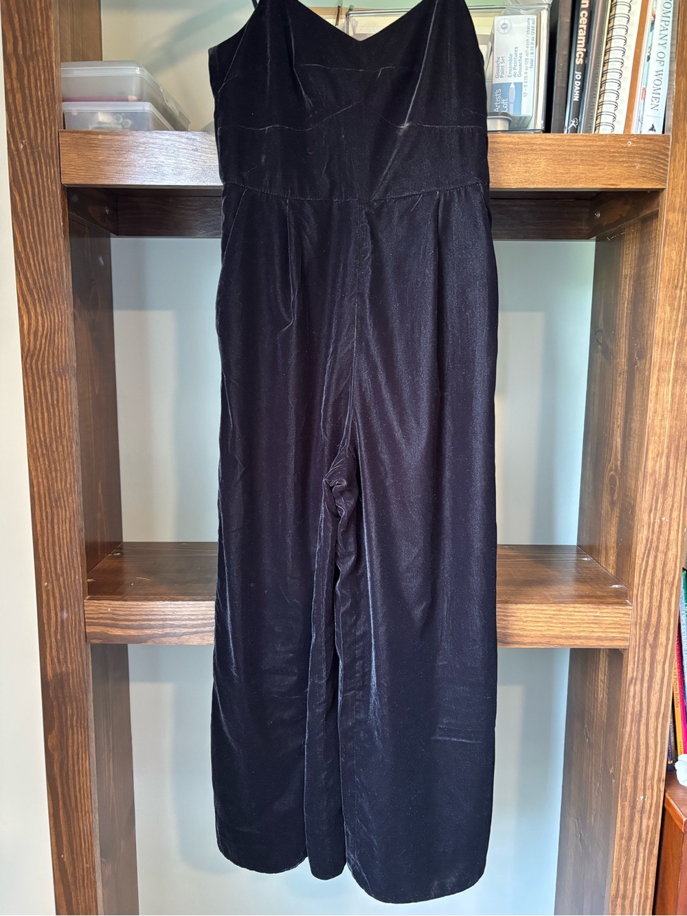 J. Crew Black Velvet Wide-Leg Jumpsuit